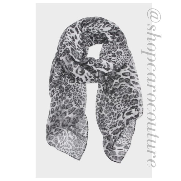 Caroline Couture Accessories - “Walk on the Wild Side" Leopard Scarf - GRAY